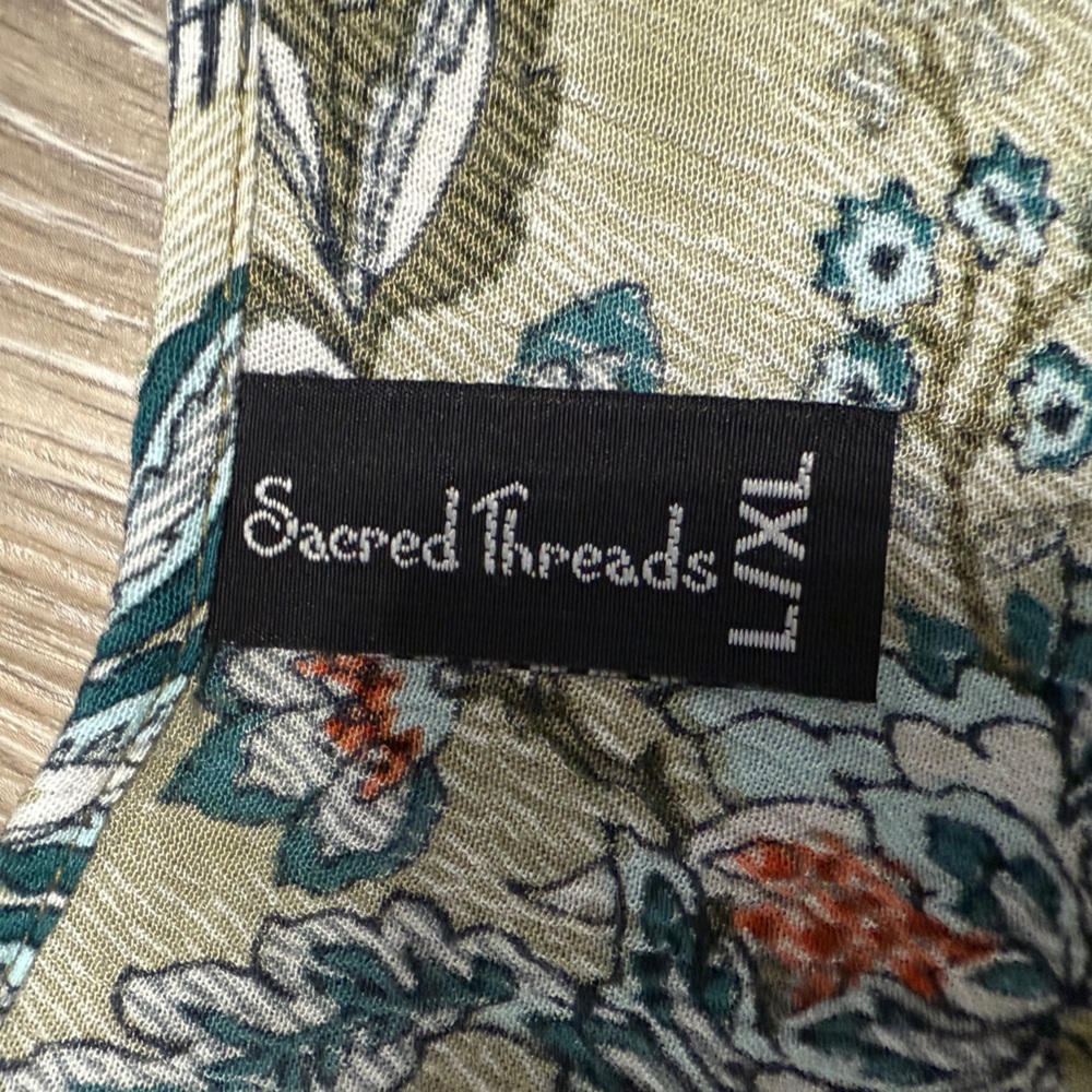 Sacred Threads Patchwork Blouse - Orange, Blue, G… - image 5